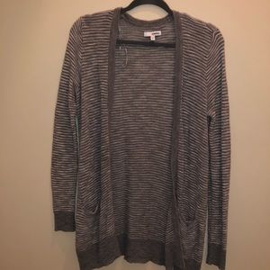 Grey striped cardigan with pockets